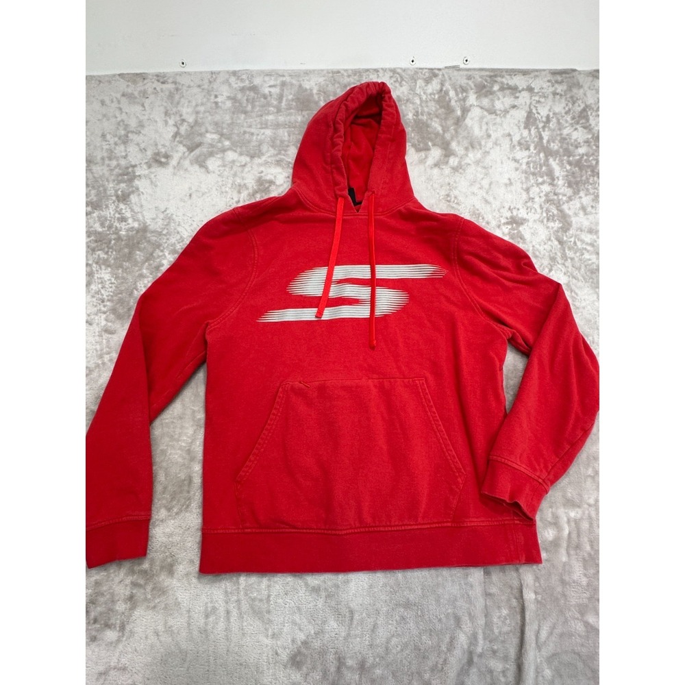 Skechers‎ Hoodie Men's Size Medium Red Zipper Pocket Long Sleeve Drawstring